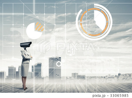 Concept of security and privacy protection with camera headed wo Concept of security and privacy protection with camera headed wo 33065985