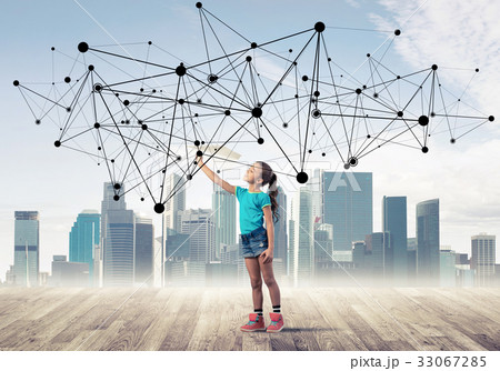 Concept of social wireless connection and internet use for commu 33067285