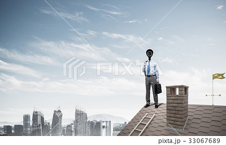 Concept of home security and privacy protection with camera head 33067689