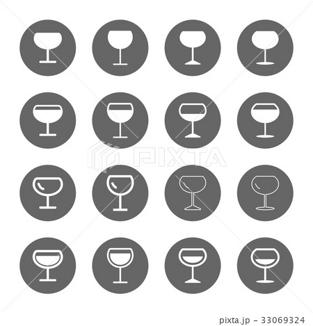 several style of wine glass icons set 33069324