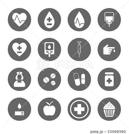 diabetes icons set 33069360