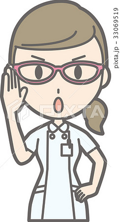 白衣を着た看護師がメガネを掛けているイラストのイラスト素材