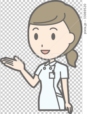 An illustration in which a nurse in a white coat is guiding by holding hands An illustration in which a nurse in a white coat is guiding by holding hands 33069520
