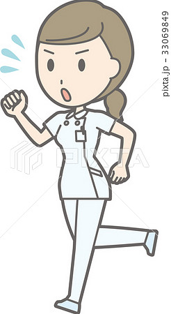 白衣を着た看護師が走っているイラストのイラスト素材
