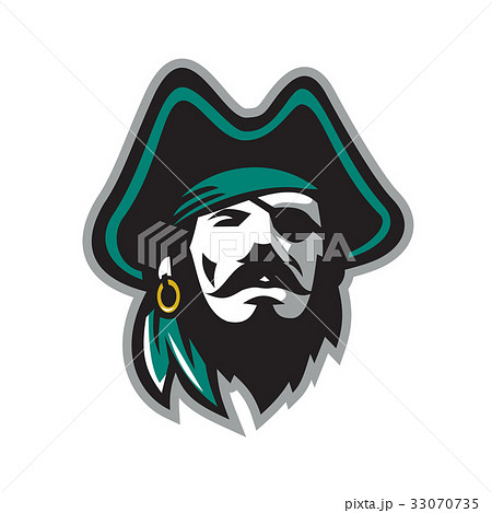 Pirate Wearing Eye Patch Tricorn Hat Front 33070735
