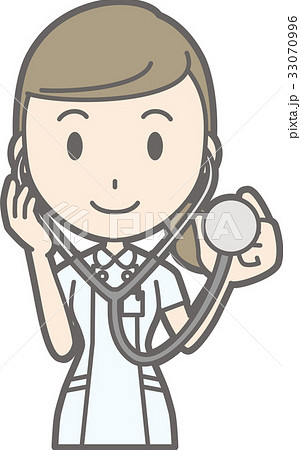 白衣を着た看護師が聴診器を持っているイラストのイラスト素材