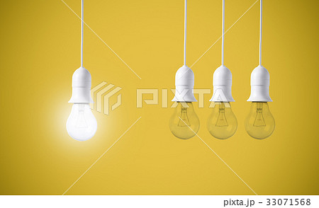 difference light bulb on yellow background. 33071568