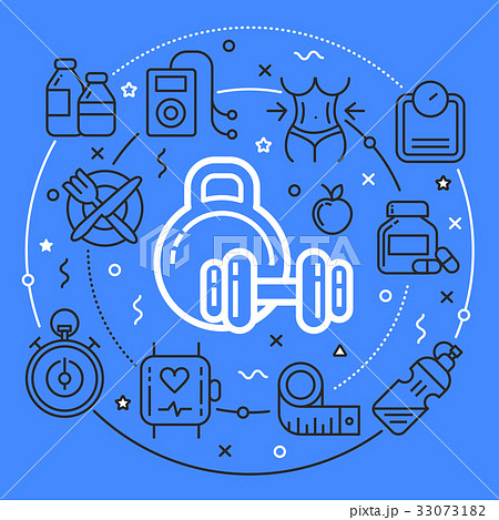 Line circle flat illustration sport fitness 33073182