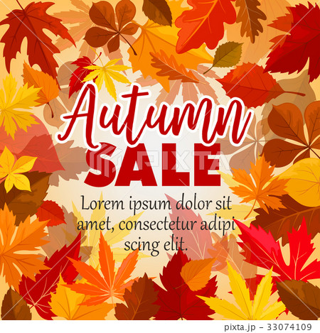Autumn sale vector poster of leaf 33074109