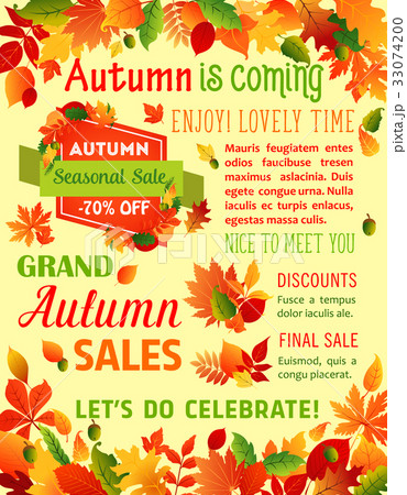 Autumn fall maple leaf vector sale poster template Autumn fall maple leaf vector sale poster template 33074200