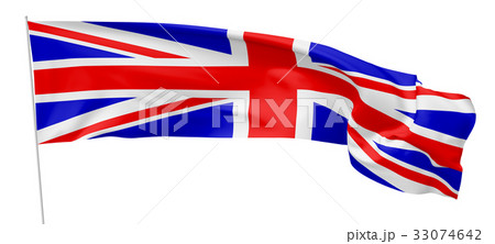 Long flag of United Kingdom on flagpole 33074642