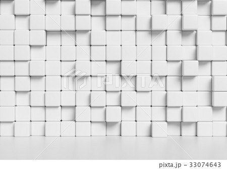 White cubes wall and white floor 3d background 33074643