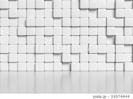 White cubes wall and white floor 3d illustration. White cubes wall and white floor 3d illustration. 33074644