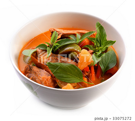 Roasted Duck Red curry on white background 33075272