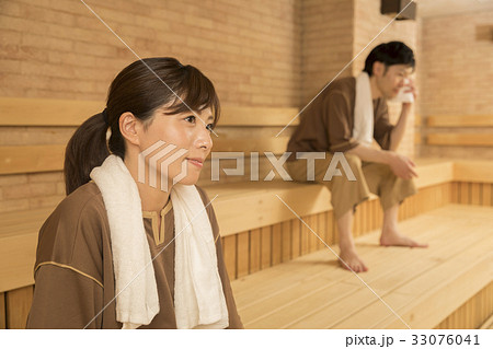 男女混浴サウナの写真素材
