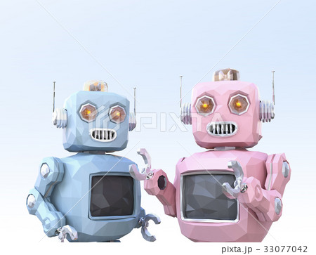ロボットたちがしゃべりに夢中。チャットボットのコンセプト。 33077042