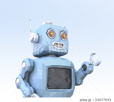 青色のローポリスタイルロボットのイメージ 33077043