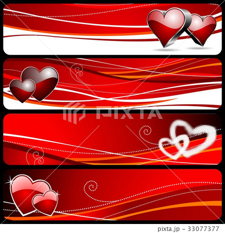 Four banner with Valentine's day illustration 33077377