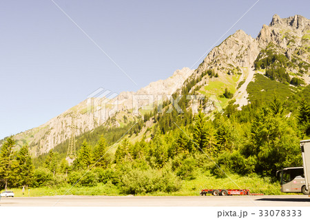 View of a valley and green hills 33078333