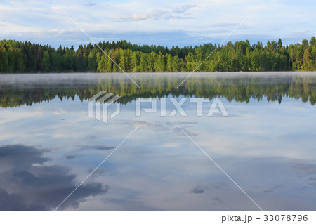 Summer lake scape at morning 33078796
