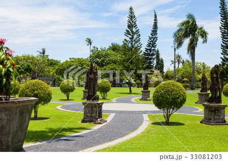 A stone path and shrubs of various shapes in the 33081203