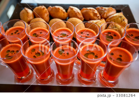 Spanish tomato soup gazpacho in resaurant Spanish tomato soup gazpacho in resaurant 33081264