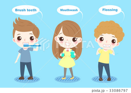 cartoon child with tooth 33086797
