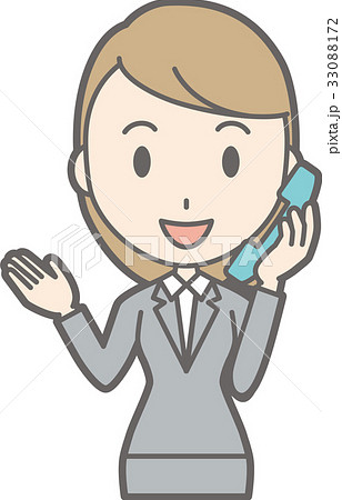 スーツを着た若い女性が電話をかけているイラスト 33088172