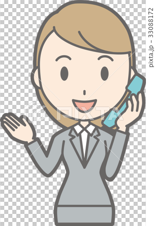 スーツを着た若い女性が電話をかけているイラスト 33088172