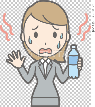 スーツを着た若い女性が暑がっているイラスト 33088175