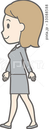 スーツを着た若い女性が横を向いて歩いているイラストのイラスト素材 3305
