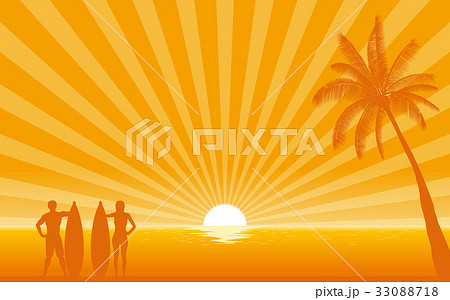 Silhouette surfer on beach with sun shine ray Silhouette surfer on beach with sun shine ray 33088718