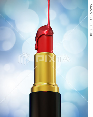 Red lipstick and nail polish on blue bokeh Red lipstick and nail polish on blue bokeh 33089045