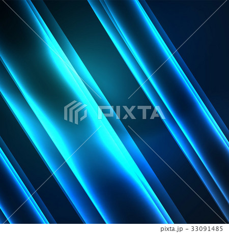 Energy lines, glowing waves in the dark, vector 33091485