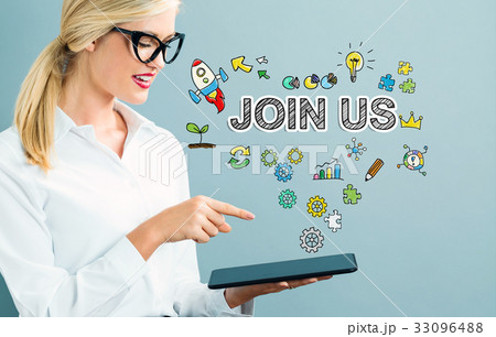 Join Us text with business woman 33096488