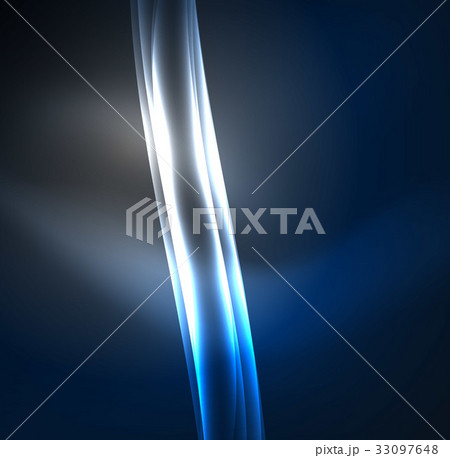Energy lines, glowing waves in the dark, vector 33097648