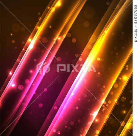 Energy lines, glowing waves in the dark, vector 33097668