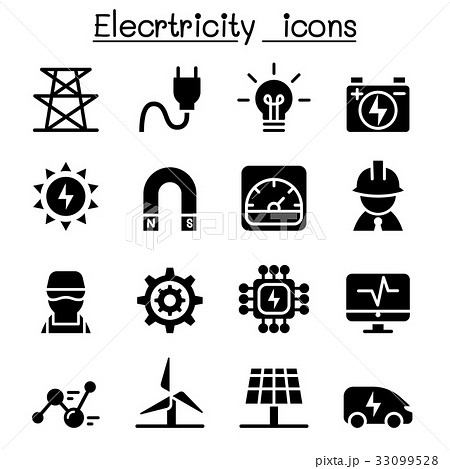Electricity industrial icons Electricity industrial icons 33099528