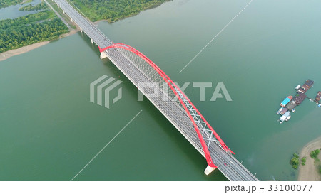 drone flight over the river. cable-stayed bridge drone flight over the river. cable-stayed bridge 33100077
