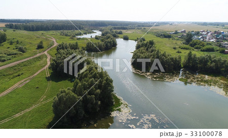 drone flight over the river. beautiful small drone flight over the river. beautiful small 33100078