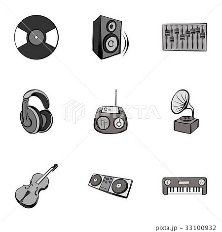 Tune icons set, gray monochrome style 33100932