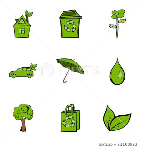 Nature icons set, cartoon style Nature icons set, cartoon style 33100933
