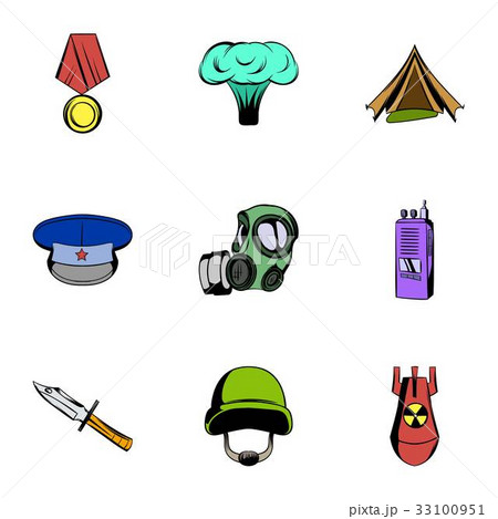 War icons set, cartoon style War icons set, cartoon style 33100951