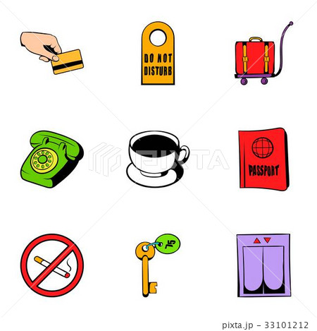 Receptionist icons set, cartoon style 33101212