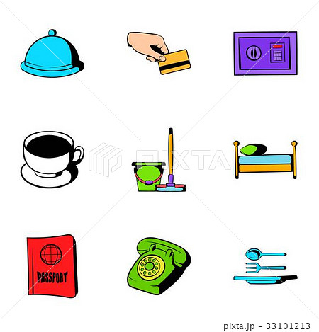 Hotel icons set, cartoon style 33101213