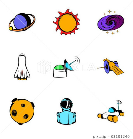 Universe icons set, cartoon style Universe icons set, cartoon style 33101240