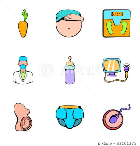 Gynecologist icons set, cartoon style 33101375