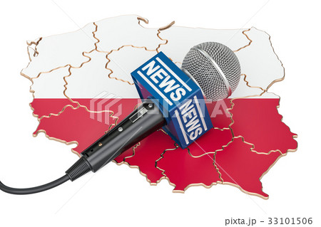 Polish News concept, microphone news on the map 33101506