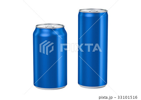 Two blue metallic cans, 3D rendering 33101516