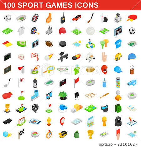 100 sport games icons set, isometric 3d style 100 sport games icons set, isometric 3d style 33101627